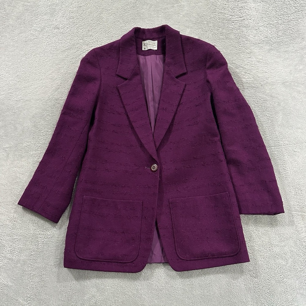 Miss Pendleton Jacket Blazer Women 6 Purple Pure Virgin Wool Vintage 80s Classic